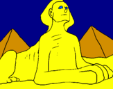 Disegno Sfinge pitturato su assunta