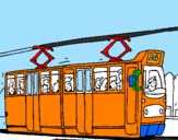 Disegno Tram con passeggeri  pitturato su LUCA