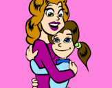 Disegno Madre e figlia abbracciate pitturato su federica