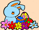 Disegno Coniglietto di Pasqua  pitturato su Claudia