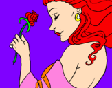 Disegno Principessa con una rosa pitturato su luca greco