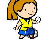 Disegno Ragazza che gioca a tennis  pitturato su yellow girl