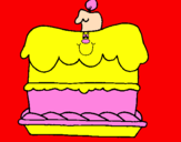 Disegno Torta di compleanno  pitturato su giulia  