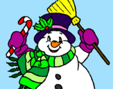 Disegno Pupazzo di neve con la sciarpa pitturato su fiby