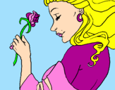 Disegno Principessa con una rosa pitturato su TRILLY