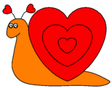 Disegno Lumachina cuore  pitturato su mattia
