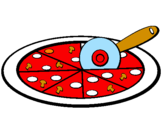 Disegno Pizza pitturato su davide