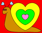 Disegno Lumachina cuore  pitturato su SARA