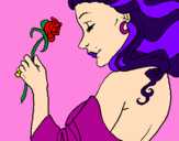 Disegno Principessa con una rosa pitturato su marty