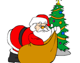 Disegno Babbo Natale che consegna i regali pitturato su Christian