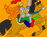 Disegno Cavaliere a cavallo pitturato su scarabeo