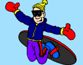 Disegno Salto con lo snowboard pitturato su Greta