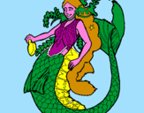 Disegno Sirena con una lunga chioma pitturato su alice