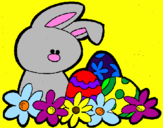Disegno Coniglietto di Pasqua  pitturato su Lara    Bosani.