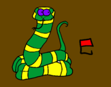 Disegno Serpente  pitturato su domenico
