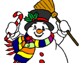 Disegno Pupazzo di neve con la sciarpa pitturato su snowman