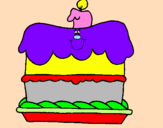 Disegno Torta di compleanno  pitturato su camilla