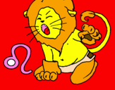 Disegno Leone pitturato su leonina