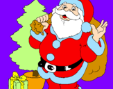 Disegno Babbo Natale con lalbero di Natale pitturato su francy 7