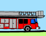 Disegno Camion dei pompieri con la scala pitturato su etnys