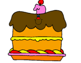 Disegno Torta di compleanno  pitturato su ,mary