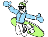Disegno Salto con lo snowboard pitturato su alessandro