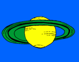Disegno Saturno pitturato su cocci