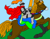 Disegno Cavaliere a cavallo pitturato su lara