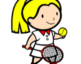 Disegno Ragazza che gioca a tennis  pitturato su bimba che gioca