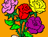 Disegno Mazzo di rose  pitturato su Ethel