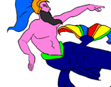 Disegno Poseidone pitturato su max