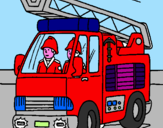 Disegno Camion dei Pompieri  pitturato su fede