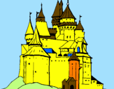 Disegno Castello medievale  pitturato su matteo fr.