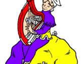Disegno Folletto che suona l'arpa  pitturato su claudia