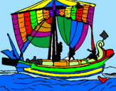 Disegno Barca romana  pitturato su davide