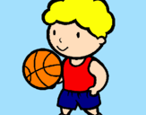 Disegno Giocatore di pallacanestro  pitturato su giulia