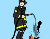 Disegno Pompiere che spegne il fuoco pitturato su Sam il pompiere