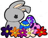 Disegno Coniglietto di Pasqua  pitturato su shajira