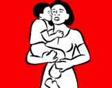 Disegno Bacio materno  pitturato su znaidi rayan