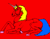 Disegno Unicorno seduto  pitturato su fabiano06