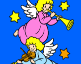 Disegno Angeli musicisti  pitturato su Nicolò