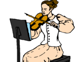 Disegno Dama violinista  pitturato su GIORGIO