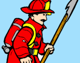 Disegno Pompiere  pitturato su lucadp