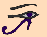Disegno Occhio di Horus  pitturato su cancer