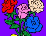 Disegno Mazzo di rose  pitturato su antonella