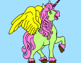 Disegno Unicorno con le ali  pitturato su Jovana