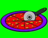 Disegno Pizza pitturato su betta