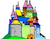 Disegno Castello medievale  pitturato su simo