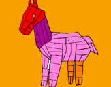 Disegno Cavallo di Troia pitturato su sharon