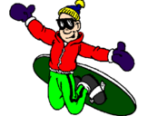 Disegno Salto con lo snowboard pitturato su snowboard